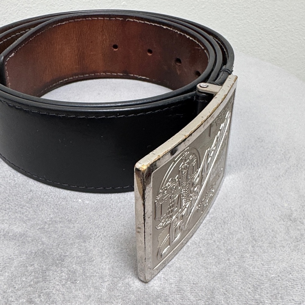 Louis Vuitton Black Belt with Engraved Silver Buckle size 95/38 - Picture 3 of 9
